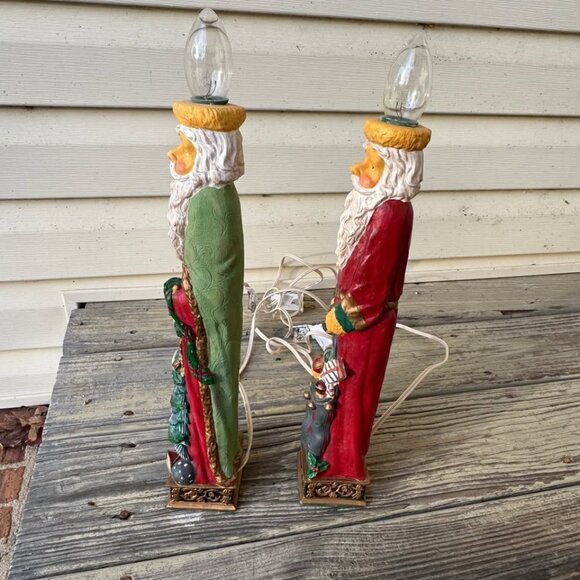 Vintage 2 K-Mart Resin Santa Candle Lamps Christmas Holiday Original Box 70s 80s - Picture 4 of 9